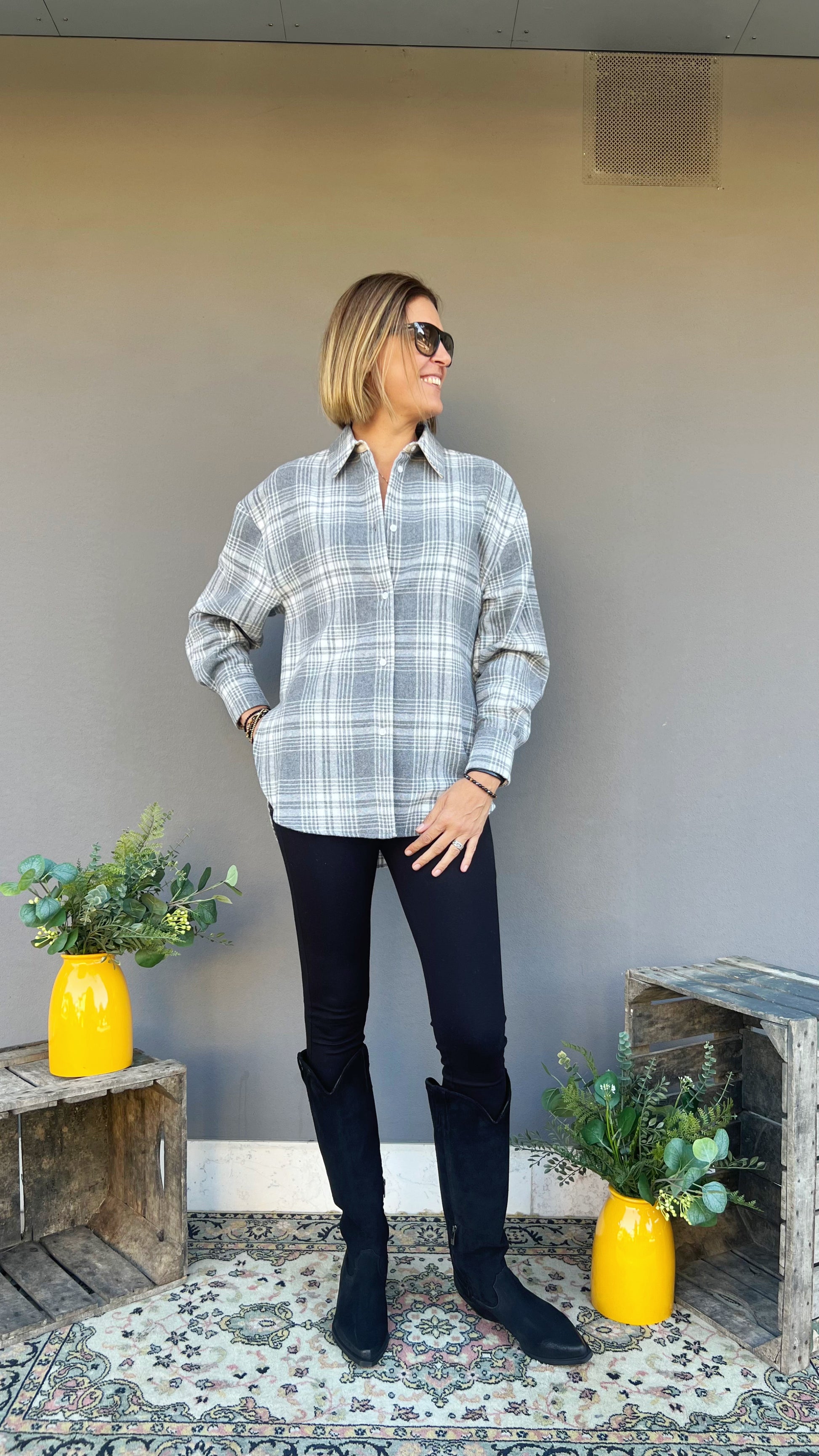 ELEH - CAMICIA OVER LANA QUADRI