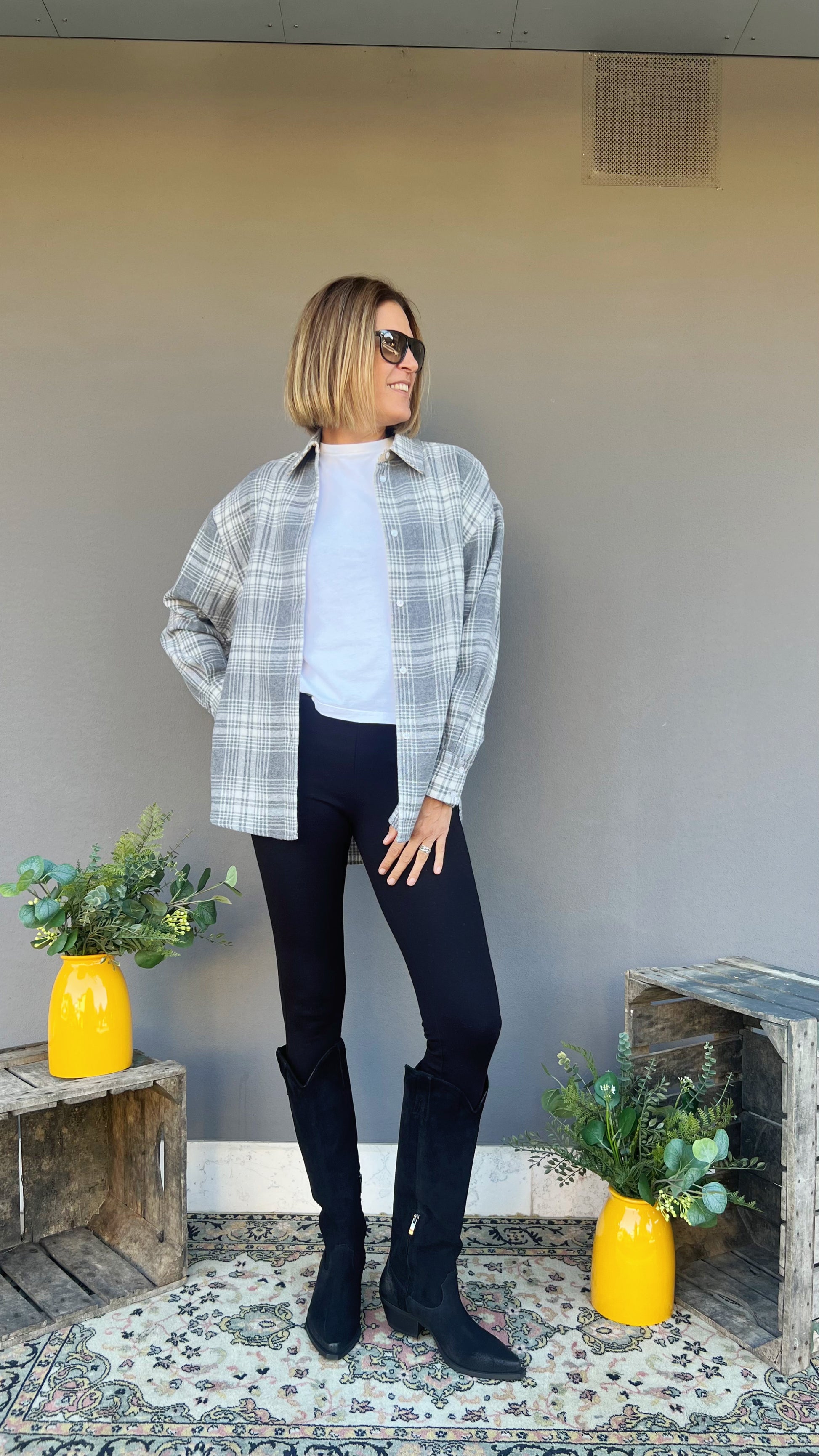 ELEH - CAMICIA OVER LANA QUADRI