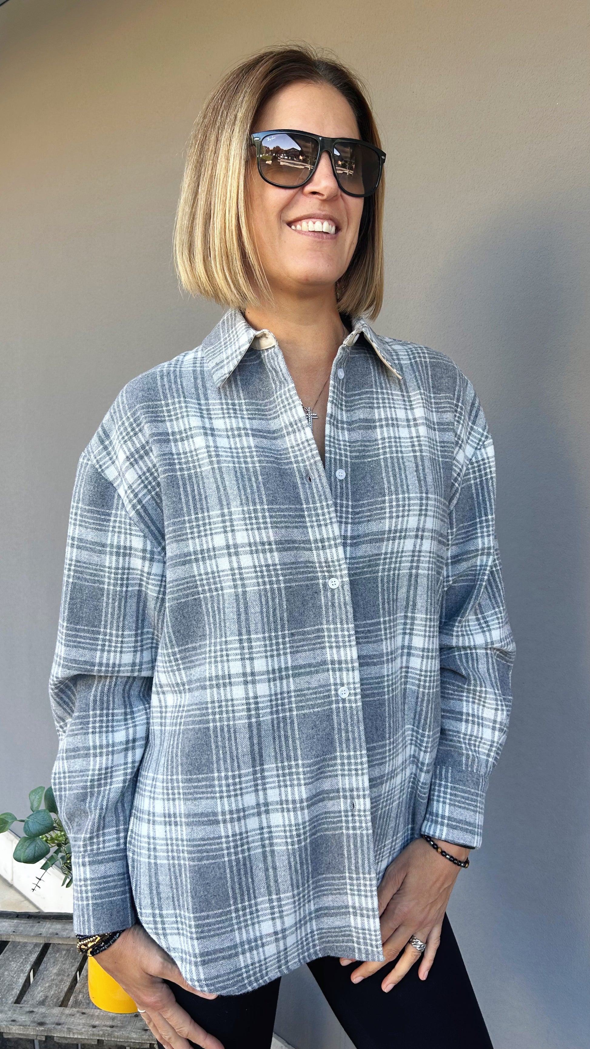 ELEH - CAMICIA OVER LANA QUADRI