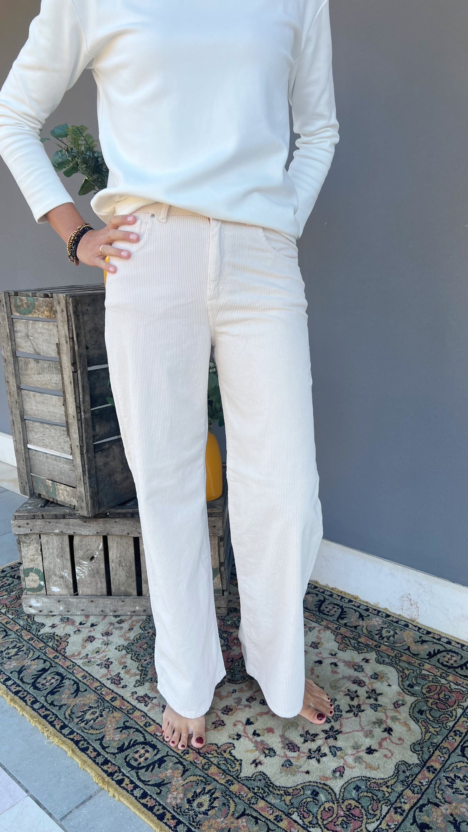 GOD SAVE DENIM - PANTALONE PALAZZO VELLUTO BEIGE