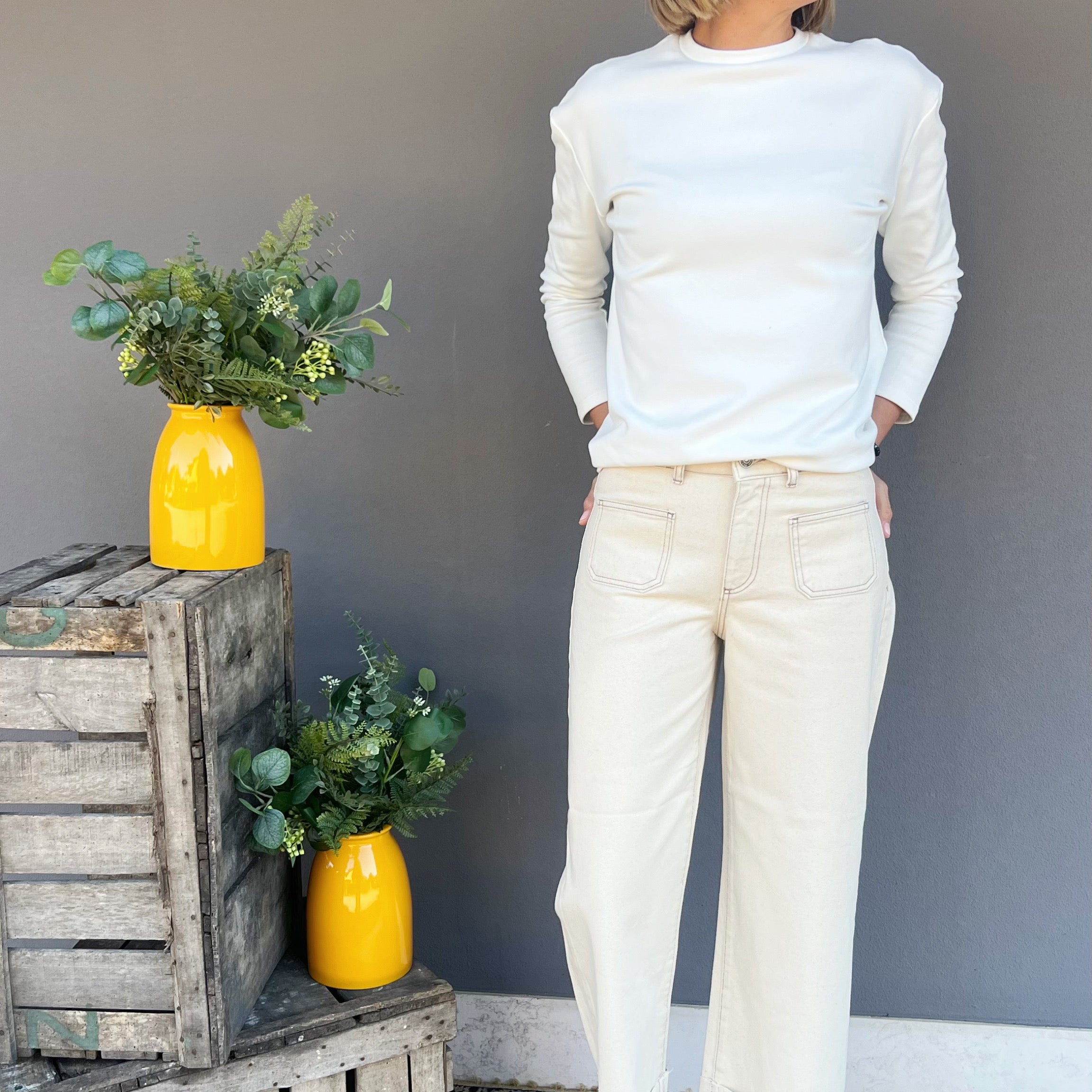 GOD SAVE DENIM - JEANS CROPPED BEIGE