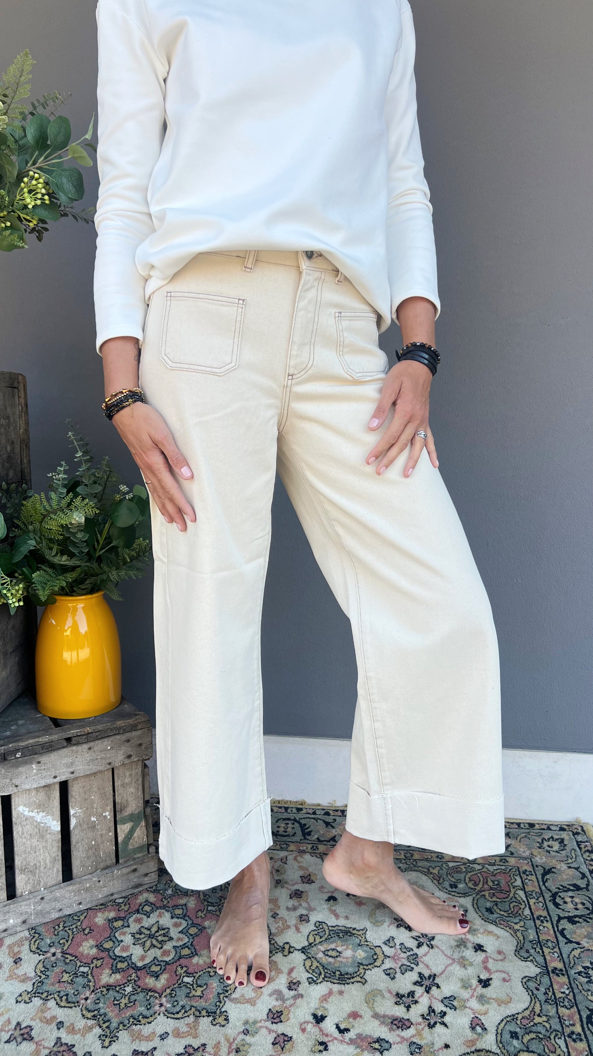 GOD SAVE DENIM - JEANS CROPPED BEIGE