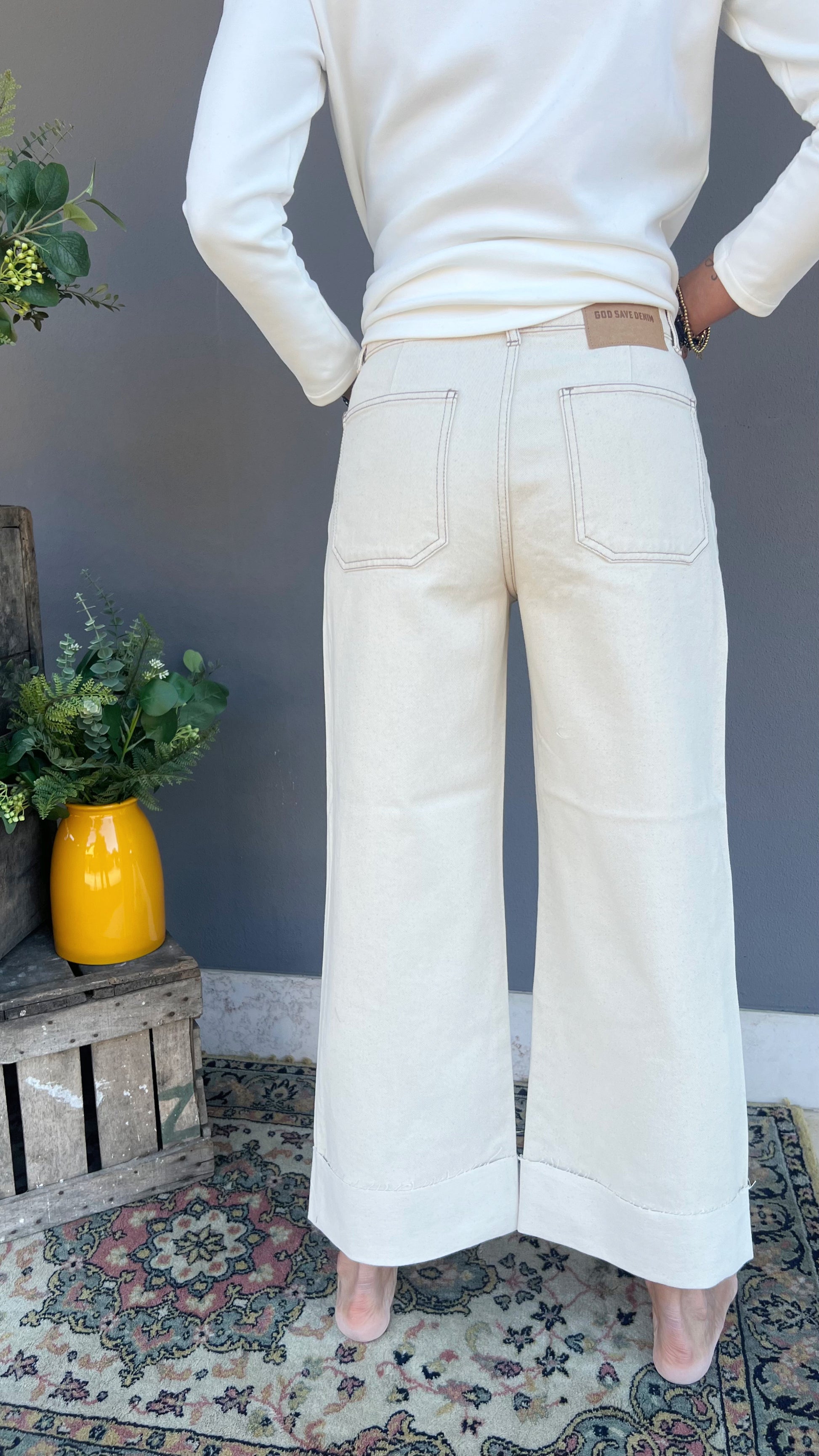 GOD SAVE DENIM - JEANS CROPPED BEIGE