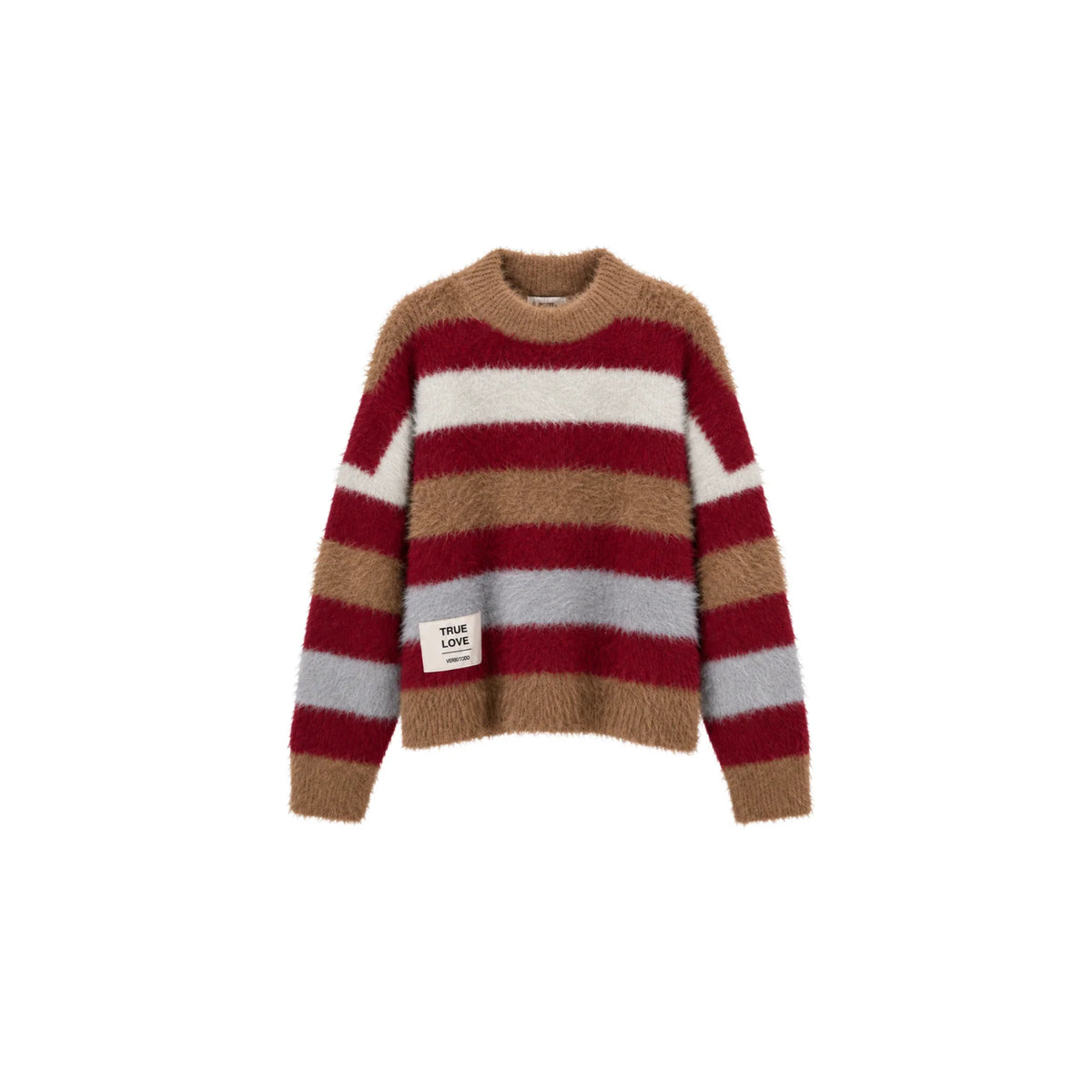 VERB TO DO - KNITWEAR BOXY STRIPES 'TRUE LOVE' - BEIGE AND BURGUNDY MIX