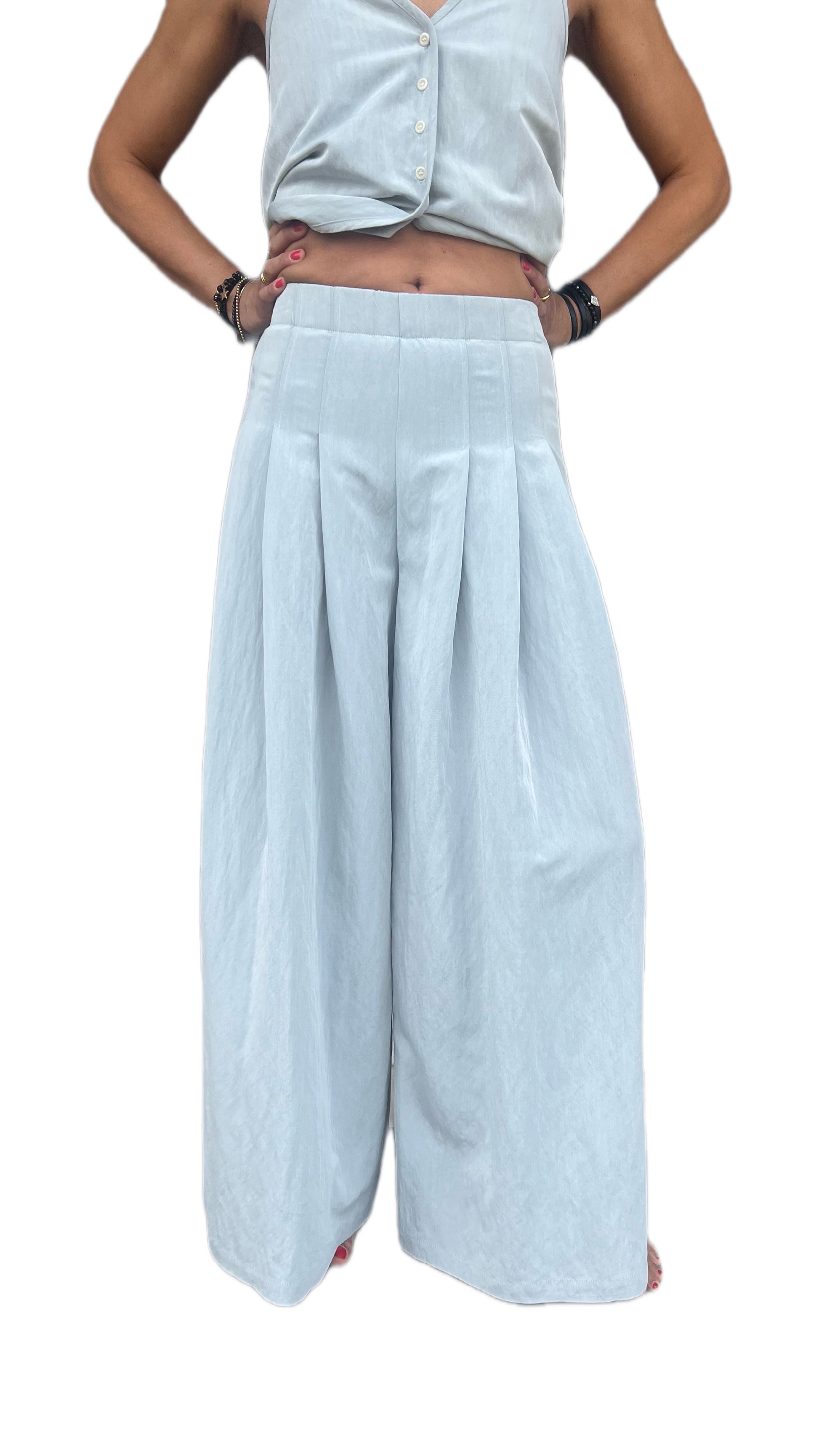 ELEH - COMPLETO GILET PANTALONE CELESTE