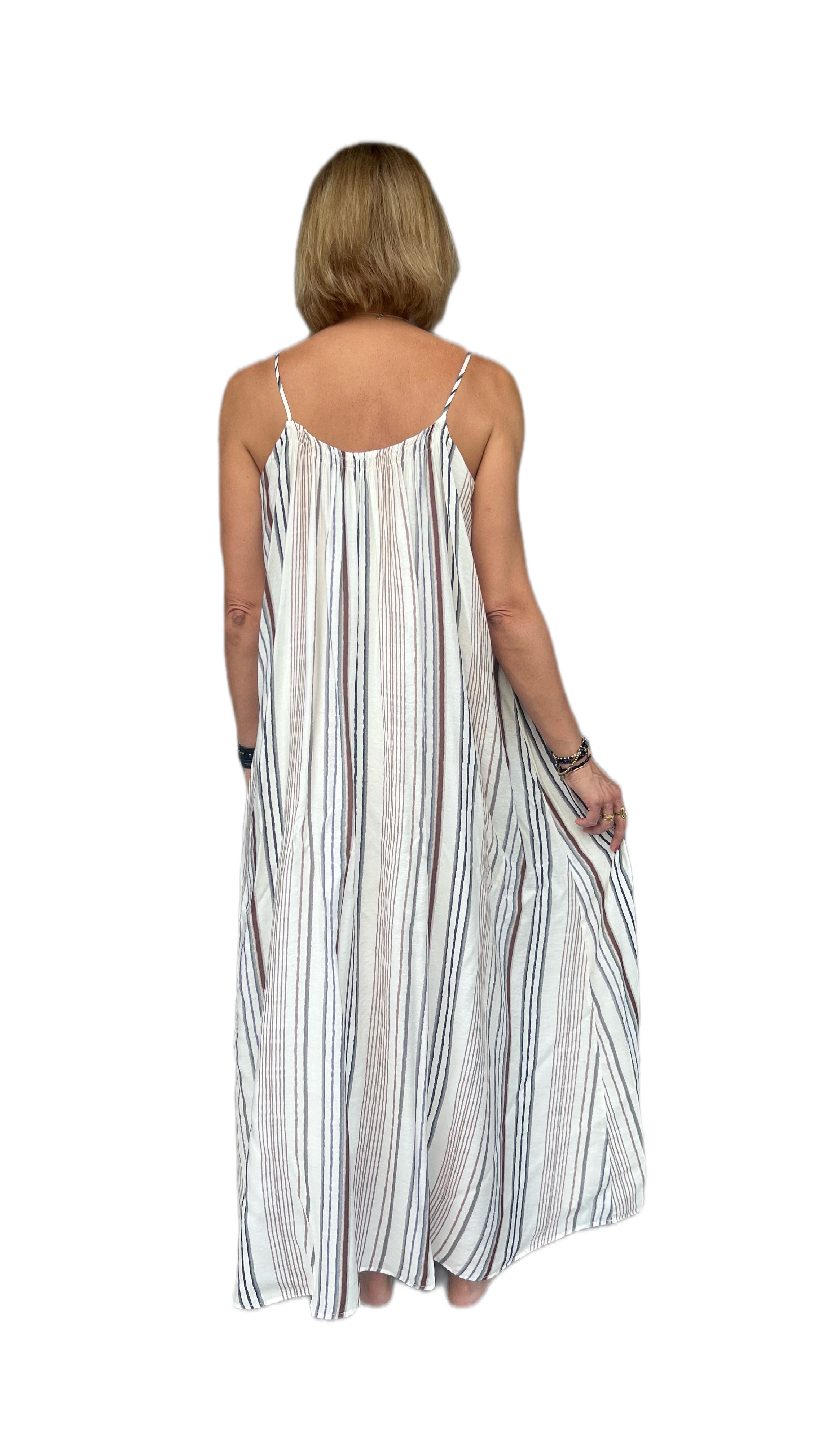 ELEH - VESTITO LUNGO RIGHE ECRU