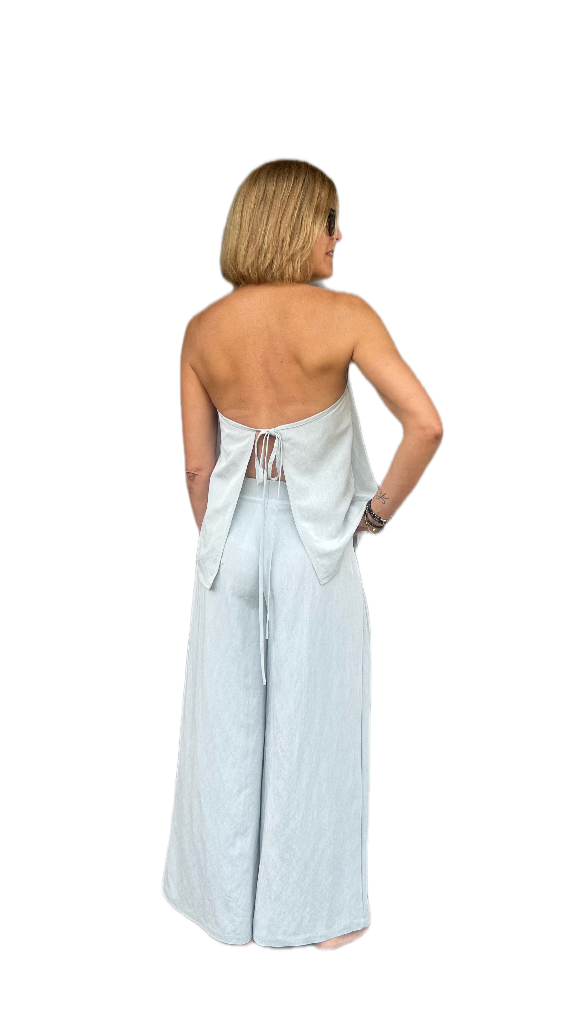 ELEH - COMPLETO GILET PANTALONE CELESTE