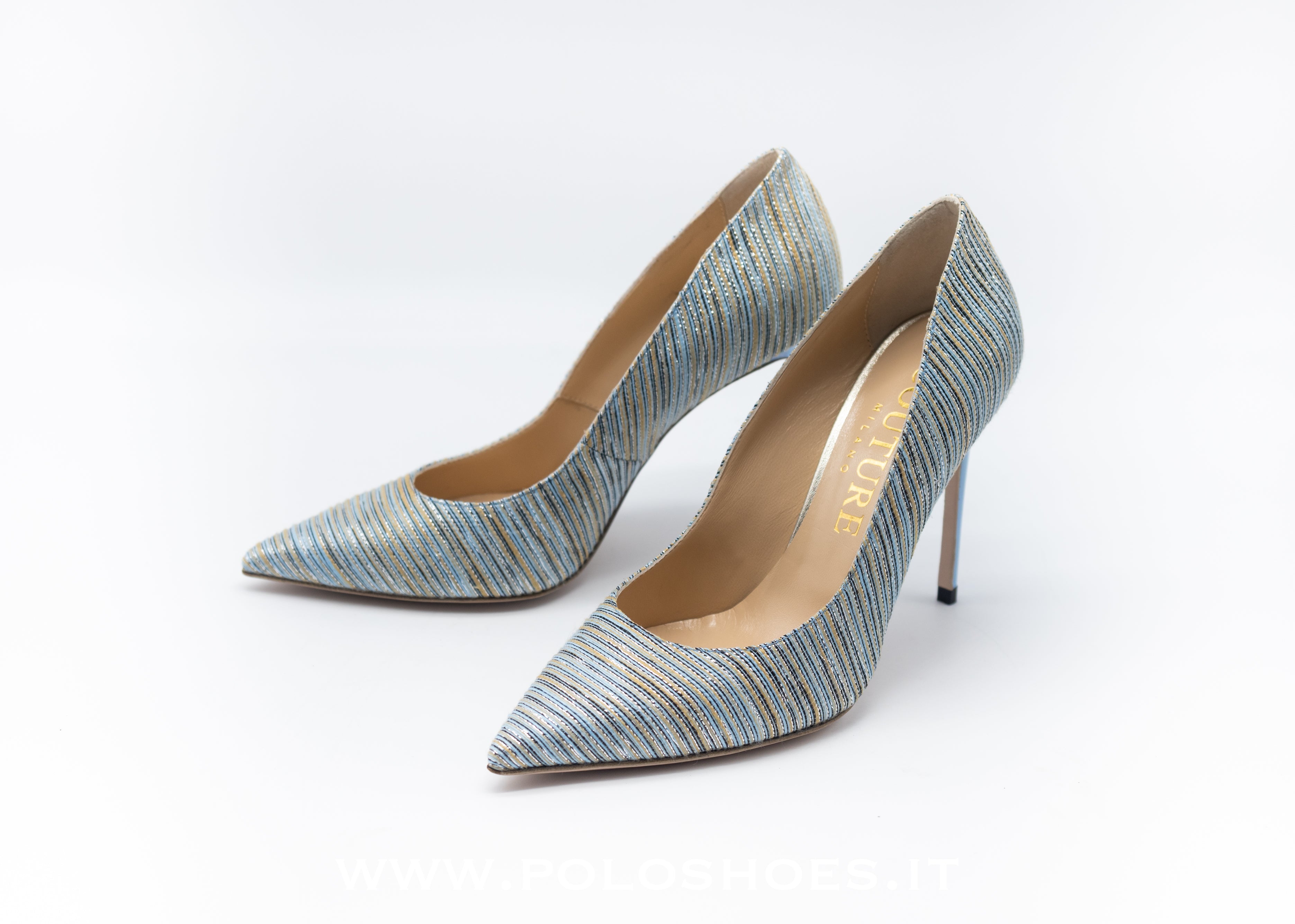 COUTURE - DECOLLETE TESSUTO AZZURRO